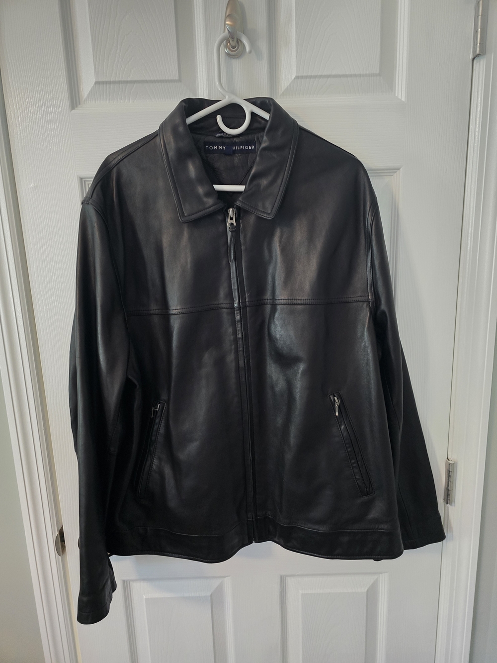 Tommy Hilfiger Men's Black Leather Zip Front Jacket